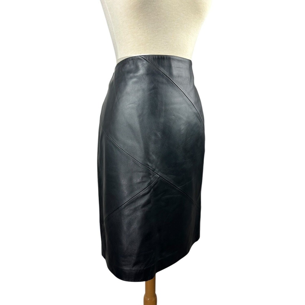 Valerie Stevens Separates 100% Leather Skirt Soft Black Pencil 90's Y2K Size 8 - Picture 4 of 15